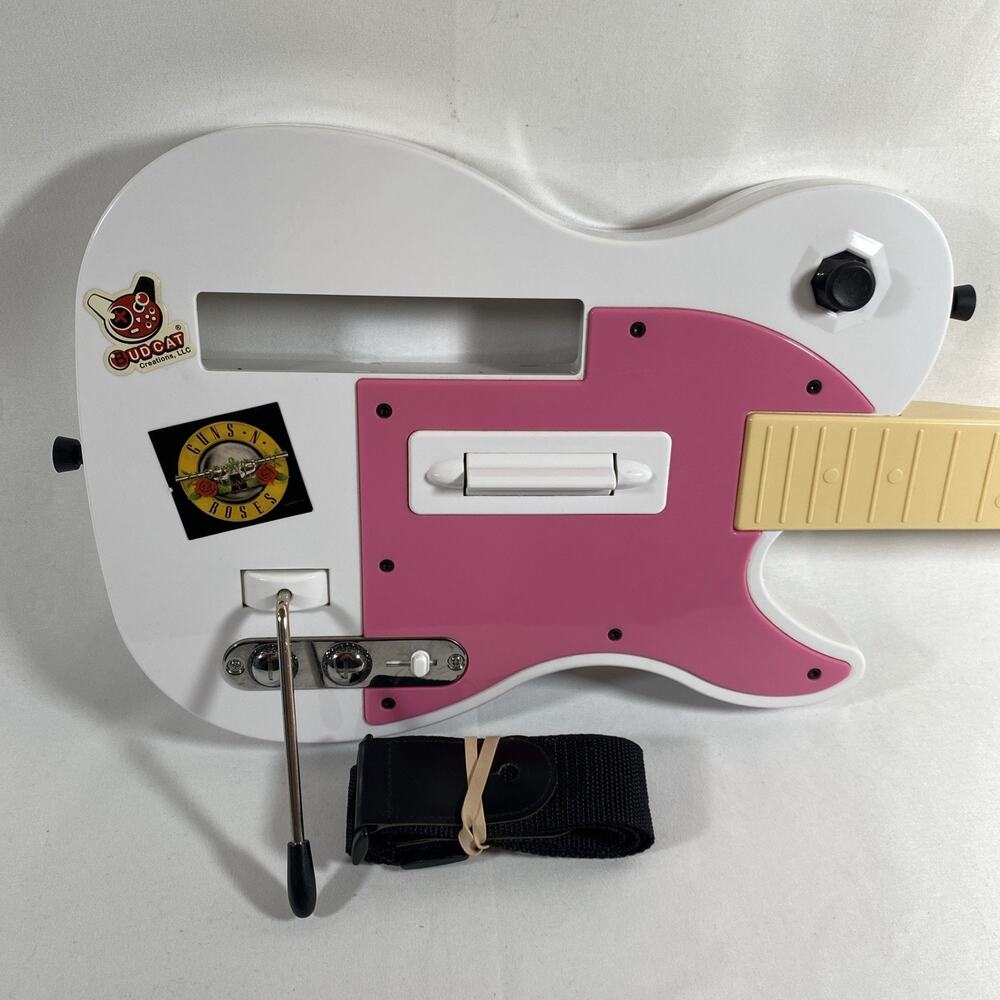 Guitar Hero Nyko Front Man Guitar White & Pink Controller Wii Tested 87035-E14